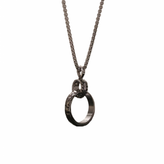 Unisex Silver Plated Ring Pendant Necklace With Box Chain Modern Style