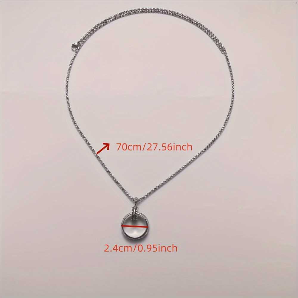 Unisex Silver Plated Ring Pendant Necklace With Box Chain Modern Style