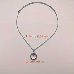 Unisex Silver Plated Ring Pendant Necklace With Box Chain Modern Style