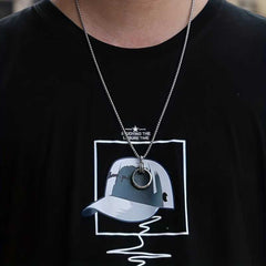 Unisex Silver Plated Ring Pendant Necklace With Box Chain Modern Style