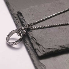 Unisex Silver Plated Ring Pendant Necklace With Box Chain Modern Style