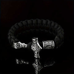 Men's Silver Plated Classic Thor Hammer Braided Bracelet