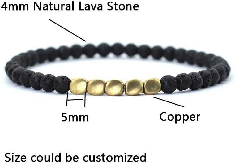 Men's Stylish Stretchable Gold Plated And Black Beaded Bracelet