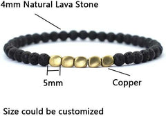 Men's Stylish Stretchable Gold Plated And Black Beaded Bracelet