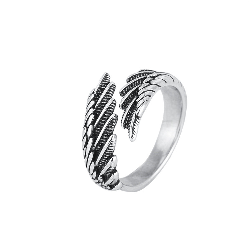 Elegant Vintage Feather Adjustable Ring With Fashionable Open Design.