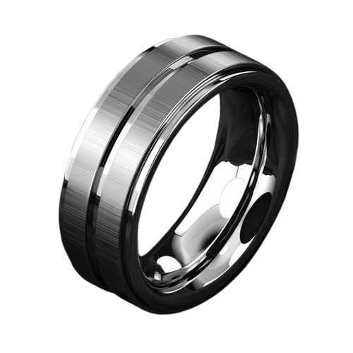 Durable And Stylish Stainless Steel Men's Grooved Ring