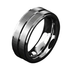 Durable And Stylish Stainless Steel Men's Grooved Ring