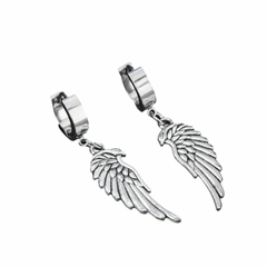 Men's Silver Plated Eagle Wings Dangle Earrings For Bold Style