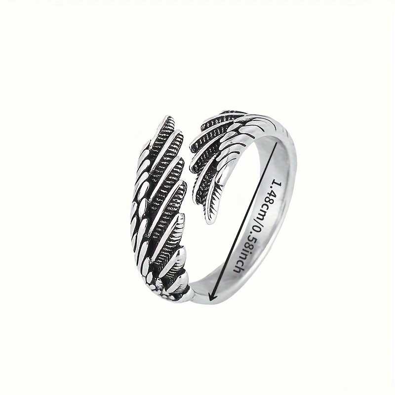 Elegant Vintage Feather Adjustable Ring With Fashionable Open Design.
