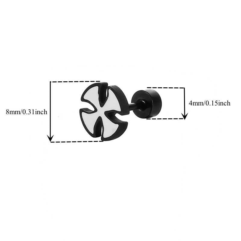 Men's Stainless Steel Cross Stud Earrings Modern Pierced Design