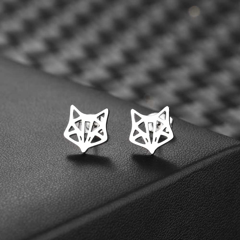Men's Stainless Steel Cute Fox Ear Studs Earrings Stylish And Unique