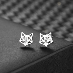 Men's Stainless Steel Cute Fox Ear Studs Earrings Stylish And Unique