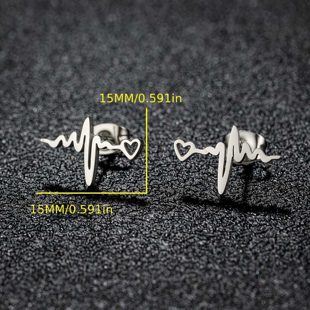 1 Pair Trendy Stainless Steel Heartbeat Stethoscope Stud Earrings.