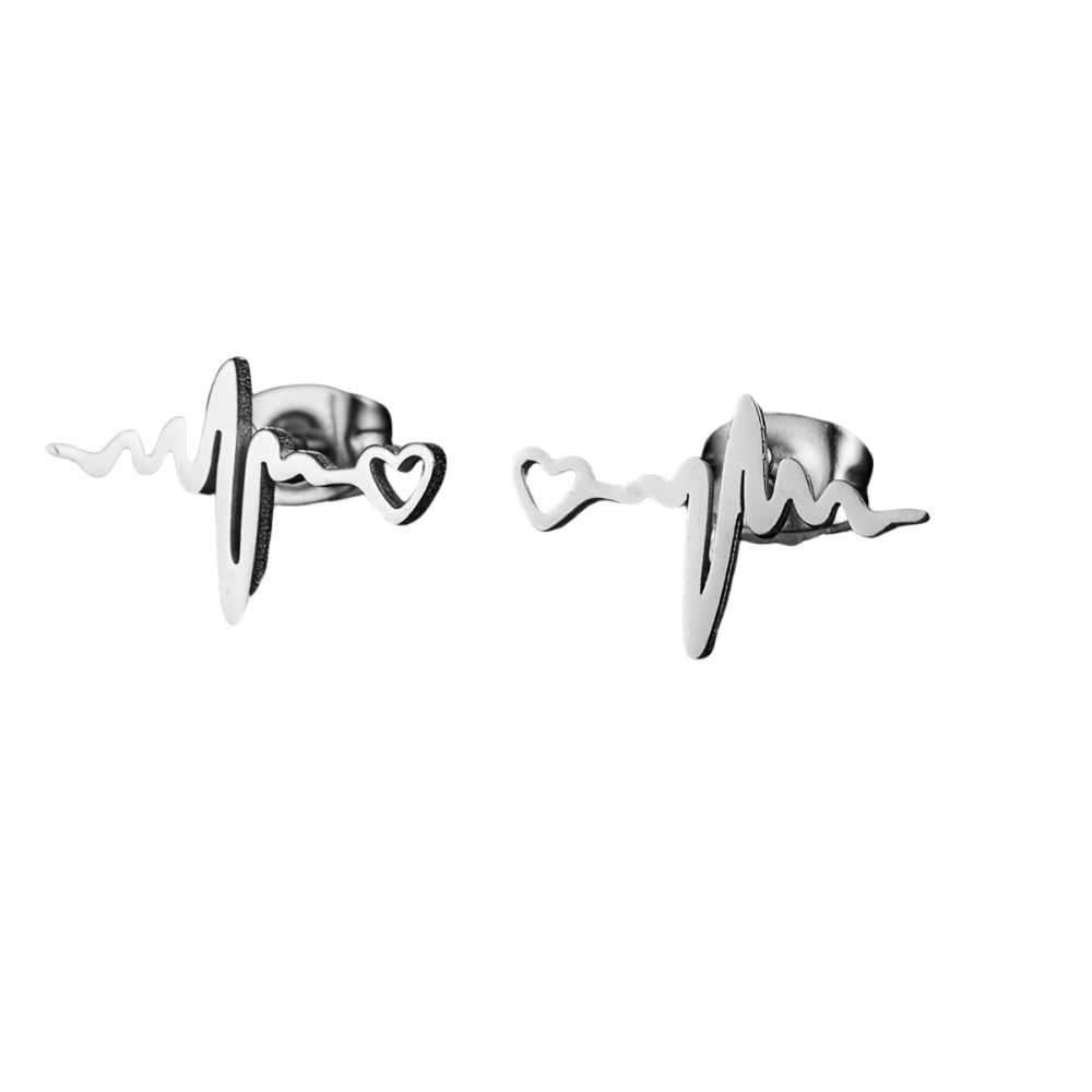1 Pair Trendy Stainless Steel Heartbeat Stethoscope Stud Earrings.