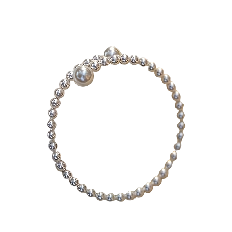 Woman's Elegant White Pearl Beaded Cuff Bracelet for Style