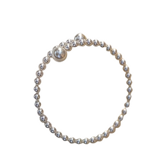 Woman's Elegant White Pearl Beaded Cuff Bracelet for Style