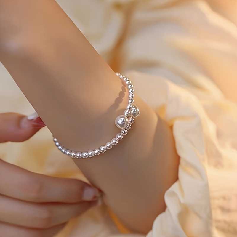 Woman's Elegant White Pearl Beaded Cuff Bracelet for Style
