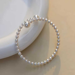 Woman's Elegant White Pearl Beaded Cuff Bracelet for Style