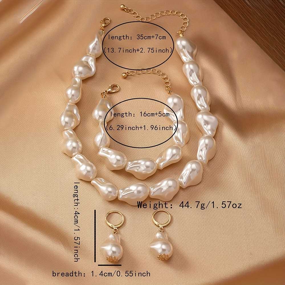 Women's Gold Plated Chunky Beaded White Pearl Jewelry Collection