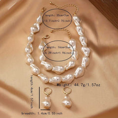 Women's Gold Plated Chunky Beaded White Pearl Jewelry Collection