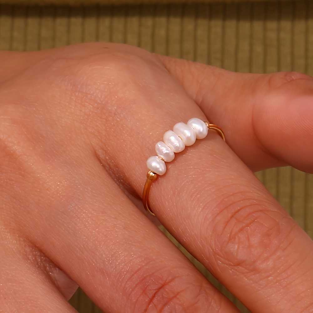 Elegant Freshwater Pearl Ring Gold Plated for Everyday Wear.