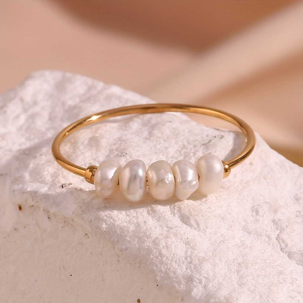 Elegant Freshwater Pearl Ring Gold Plated for Everyday Wear.
