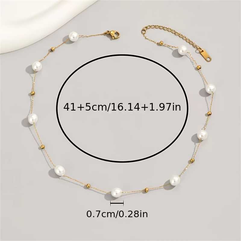 Elegant White Faux Pearl Bead Necklace Simple, Adjustable Thin Chain Jewelry.