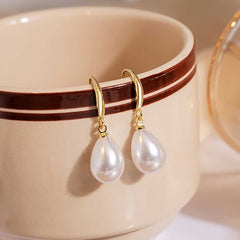 Droplet Faux Pearl Decor Dangle Earrings Simple Elegant Trendy Jewelry