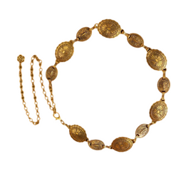 Boho Carved Metal Waistband Vintage Gold Adjustable Chain Belt for Women