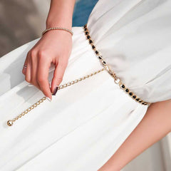 Exclusive Waist Chain Women's Decorative Belt with Faux Pearl