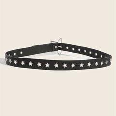 Punk Rivet Studded PU Belt Black Trendy Waistband for Y2K Jeans Women