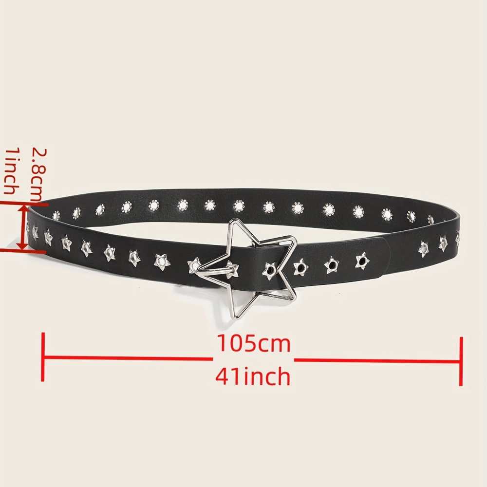 Punk Rivet Studded PU Belt Black Trendy Waistband for Y2K Jeans Women