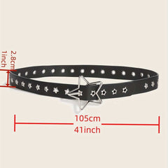 Punk Rivet Studded PU Belt Black Trendy Waistband for Y2K Jeans Women