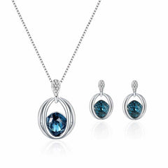1 Pair Earrings and Necklace Elegant Jewelry Set with Waterish Gemstone