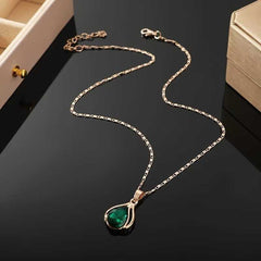 Water Drop Shape Pendant Necklace and Drop Earrings Set for Women