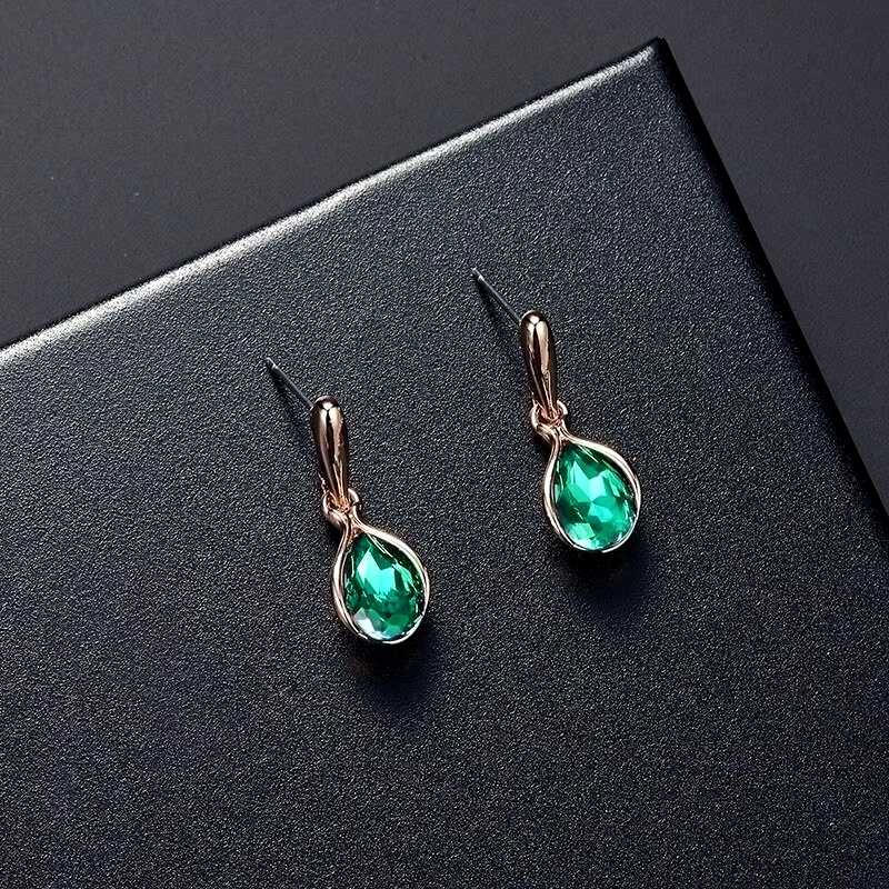 Water Drop Shape Pendant Necklace and Drop Earrings Set for Women
