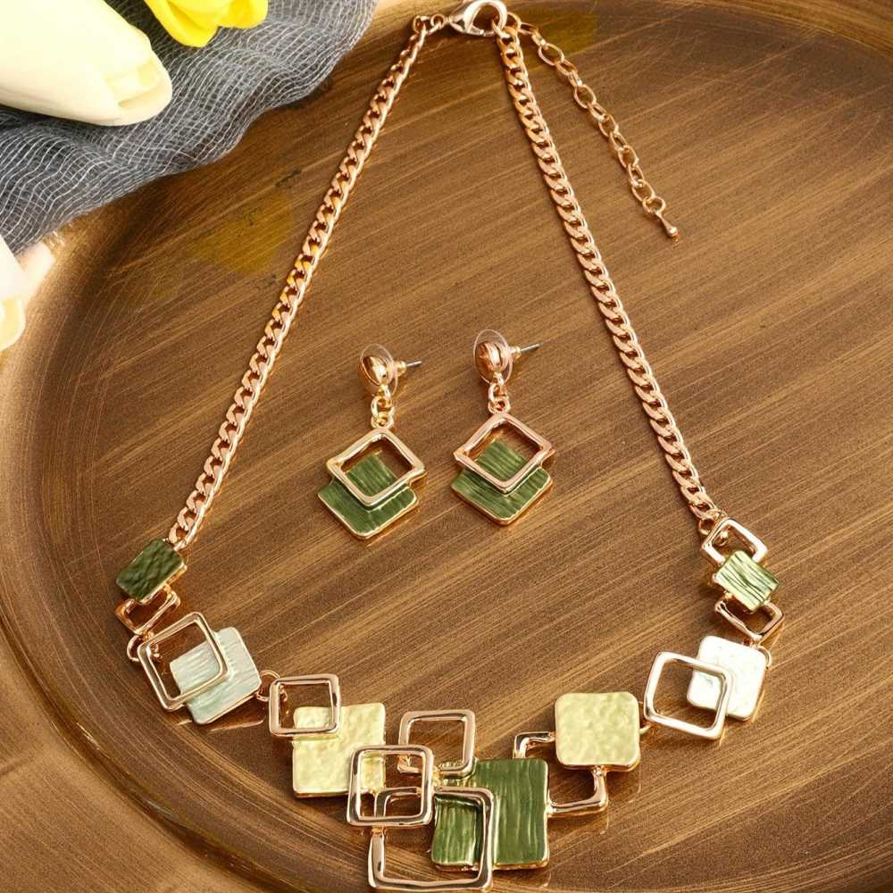 Boho Style Jewelry Set Trendy Geometric Design Earrings and Necklace