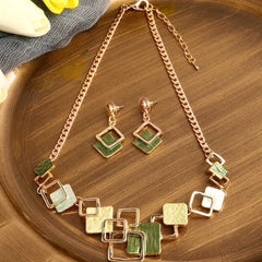 Boho Style Jewelry Set Trendy Geometric Design Earrings and Necklace