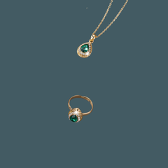 Elegant Vintage Bridal Jewelry Set Teardrop Gemstone Necklace Earrings