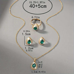 Elegant Vintage Bridal Jewelry Set Teardrop Gemstone Necklace Earrings