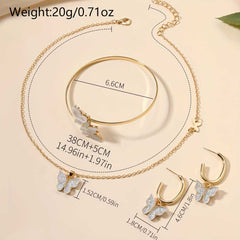 Boho Vacation Jewelry Set for Women Butterfly Necklace Earrings Bracelet