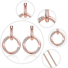 Simple Circle Jewelry Set with Rhinestones Pendant Necklace & Earrings