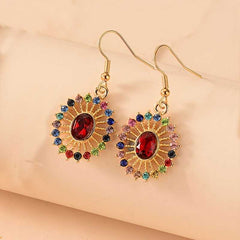 Holiday Style Jewelry Set Sun Ray Pendant Necklace & Dangle Earrings