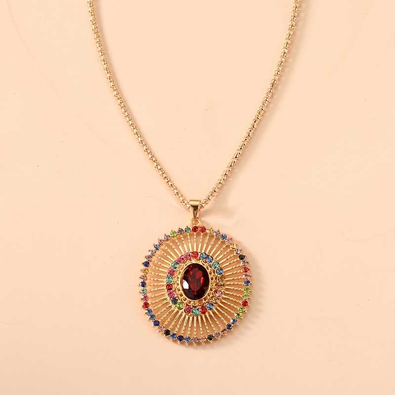 Holiday Style Jewelry Set Sun Ray Pendant Necklace & Dangle Earrings