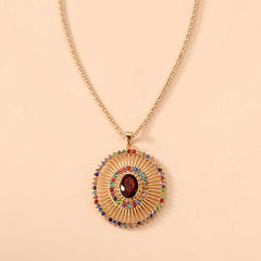 Holiday Style Jewelry Set Sun Ray Pendant Necklace & Dangle Earrings