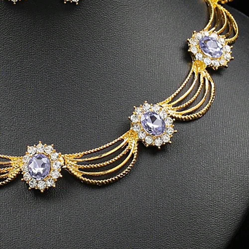 Elegant Gold Plated Crystal Jewelry Set For Weddings and Parties