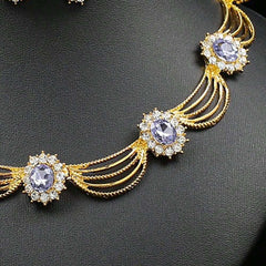Elegant Gold Plated Crystal Jewelry Set For Weddings and Parties