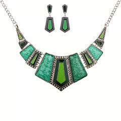 Colorful Geometric Resin Dangle Earrings & Pendant Necklace Boho Gift