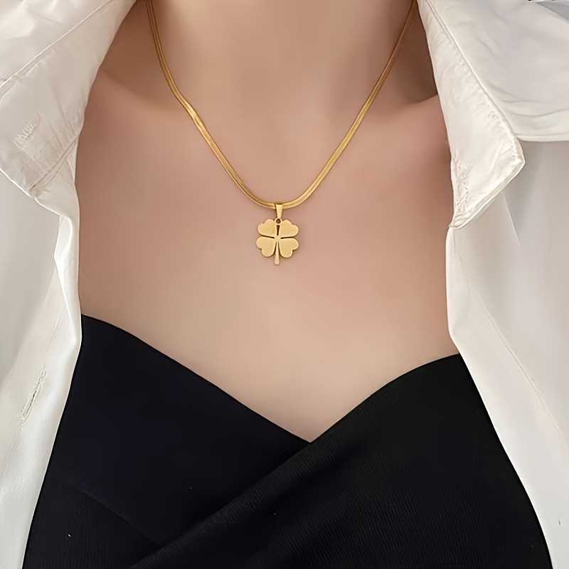 Luxury Clover Jewelry Set for Women Golden Plated Necklace & Earrings