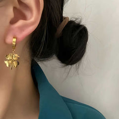 Luxury Clover Jewelry Set for Women Golden Plated Necklace & Earrings